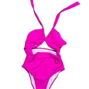 Vibrant Pink Cut-Out One Piece Swimsuit